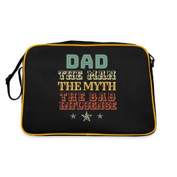 DAD Gift. DAD The Man The Myth The Bad Influence - Retro Tasche - Schwarz/Gold - Hinten