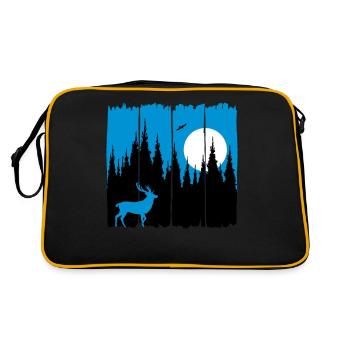 Deer in front of the moon / sun forest dwellers forest roebuck - Retro Bag - black/gold - Back