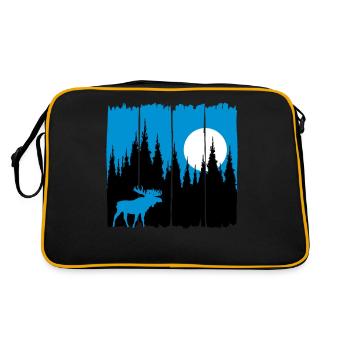Moose in front of the moon / sun forest dweller forest deer animal - Retro Bag - black/gold - Back