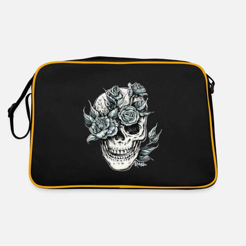 Totenkopf - Retro Tasche - Schwarz/Gold