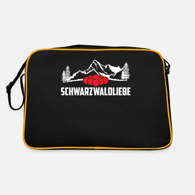 Schwarzwaldliebe Schwarzwald - Retro Tasche - Schwarz/Gold