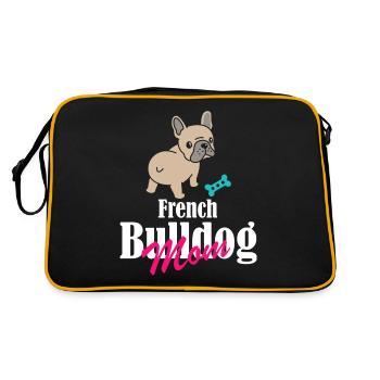 French Bulldog Mom - Chiot Frenchie avec os - Sac Retro - noir/or - Dos