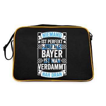 Bayer Bayern Bayerisch Bairisch Oberbayern München - Retro Tasche - Schwarz/Gold - Hinten