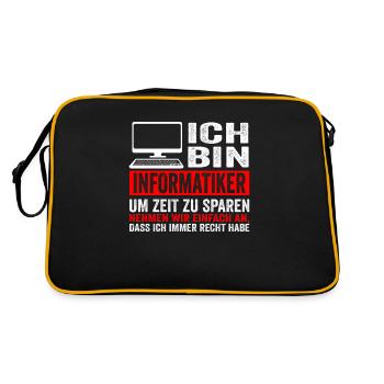 Informatiker IT Experte Informatik Informatik Lust - Retro Tasche - Schwarz/Gold - Hinten