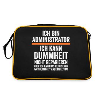 Admin Systemadministrator Lustige Sprüche - Retro Tasche - Schwarz/Gold - Hinten