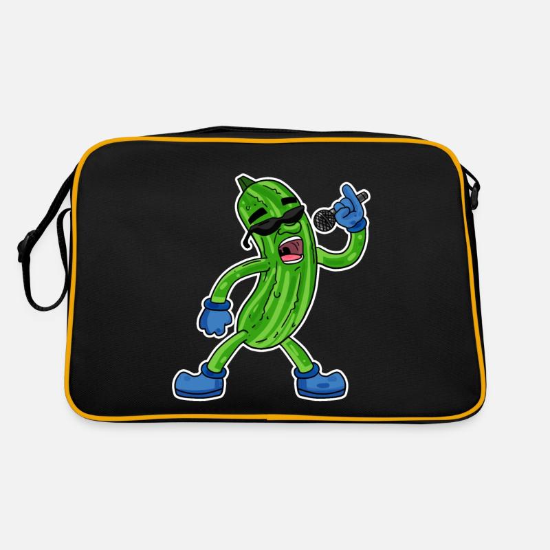 Gurke singt lustige Illustration Gemüse Geschenk Retro Tasche