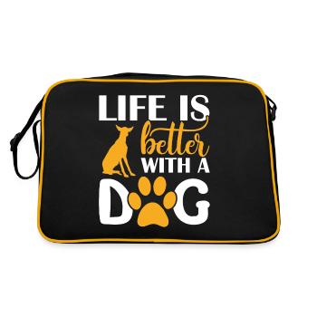 Hundemotiv mit Hundespruch für Hundehalter - Retro Tasche - Schwarz/Gold - Hinten