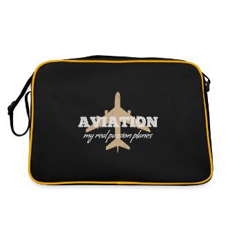 Luftfahrt: meine wahre Leidenschaft: Flugzeuge - ZinSpira - Retro Tasche - Schwarz/Gold - Hinten