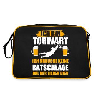Torwart Bier Feiern Torhüter Fußballteam Lustige S - Retro Tasche - Schwarz/Gold - Hinten