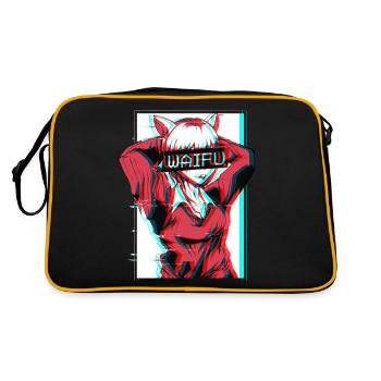 Waifu Neko Anime Cat Girl Vaporwave Cadeau - Sac Retro - noir/or - Dos