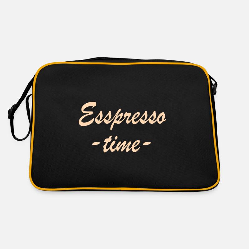 Espresso time / Kaffeeliebhaber - Retro Tasche - Schwarz/Gold