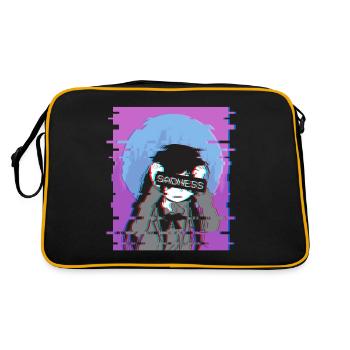 Sad Anime Girl - Cadeau japonais Otaku Vaporwave - Sac Retro - noir/or - Dos