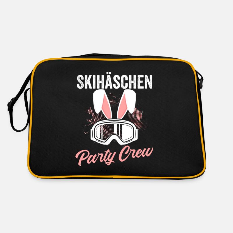 Skihäschen Party Crew Skifahrer Geschenk - Retro Tasche - Schwarz/Gold