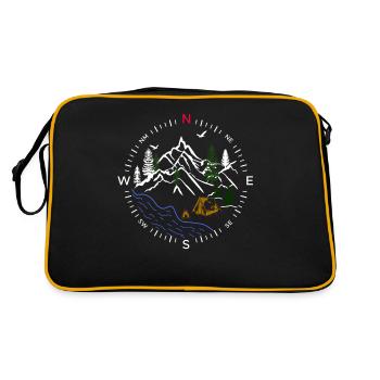 Forest forest compass river camping tent woods nature - Retro Bag - black/gold - Back