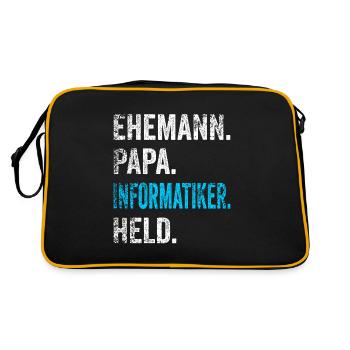 Informatiker Papa Vater Informatik Vatertag Retro - Retro Tasche - Schwarz/Gold - Hinten
