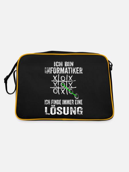 Informatiker Softwareentwickler Informatik Lustige - Retro Tasche - Schwarz/Gold - Hinten
