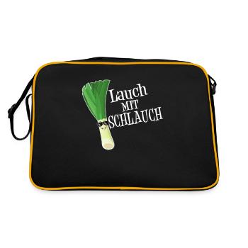 Lauch Mit Schlauch Fitness Lustiges Geschenk Dünn - Retro Tasche - Schwarz/Gold - Hinten