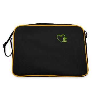 Cadeau de doigt du milieu dinosaure coeur dino - Sac Retro - noir/or - Dos