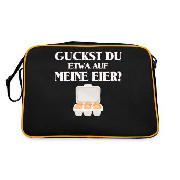 Guckst du etwa auf meine Eier, Lustig zweideutig - Retro Tasche - Schwarz/Gold - Hinten