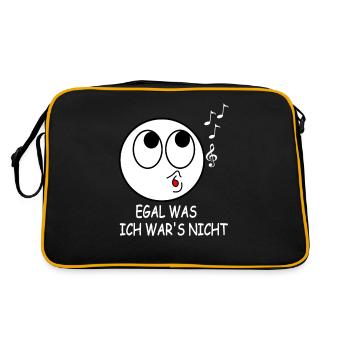 Meme Sprüche Musik Gesicht Notenschlüssel Geschenk - Retro Tasche - Schwarz/Gold - Hinten