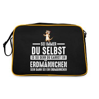 Erdmännchen Zootier Erdmännchenliebhaber Geschenk - Retro Tasche - Schwarz/Gold - Hinten