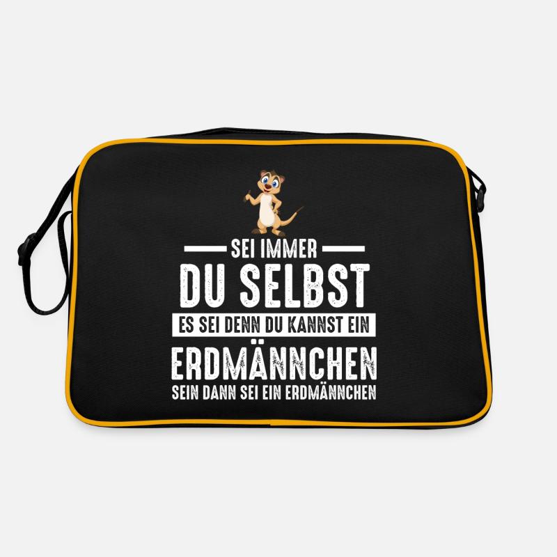 Erdmännchen Zootier Erdmännchenliebhaber Geschenk - Retro Tasche - Schwarz/Gold