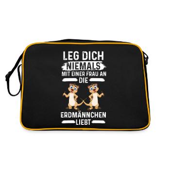 Erdmännchen Erdmännchenliebhaber Lustige Sprüche - Retro Tasche - Schwarz/Gold - Hinten
