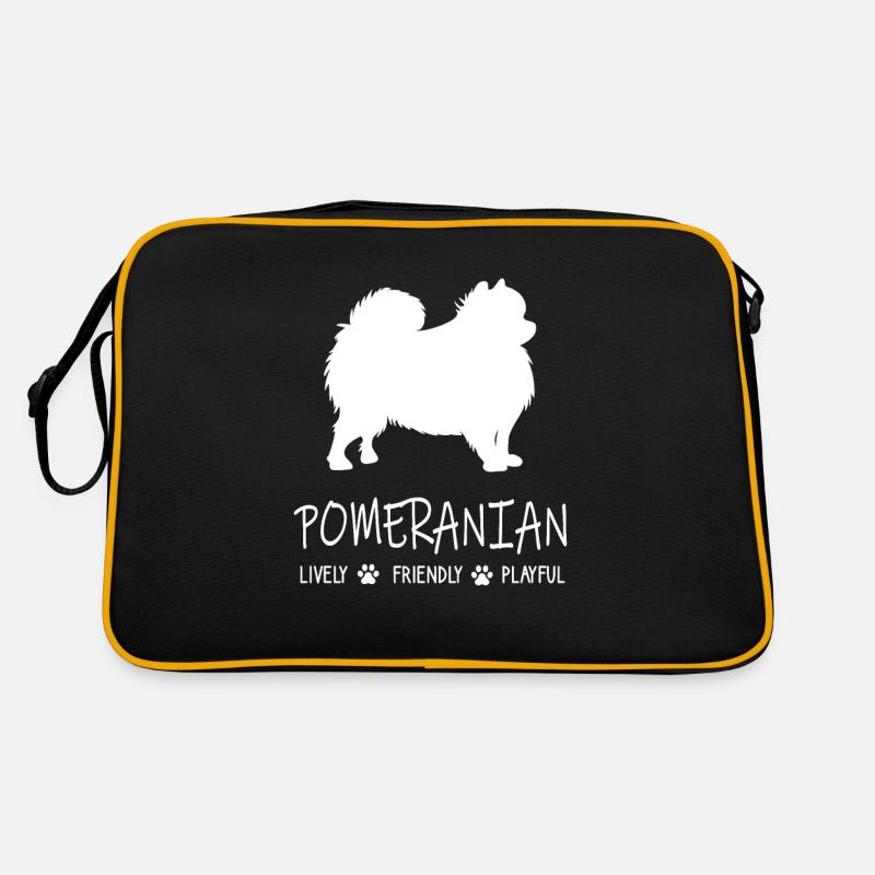 Pomeranian Spitz Kleinspitz Zwergspitz Pom Süßer - Retro Tasche - Schwarz/Gold