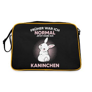Hase Karnickel Kaninchen Stallhase Geschenk - Retro Tasche - Schwarz/Gold - Hinten