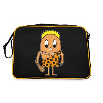 Steinzeitmann Ei - Retro Tasche - Schwarz/Gold - Hinten