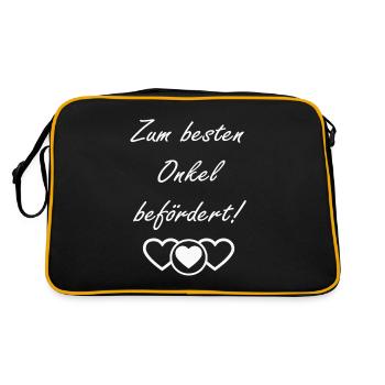 bester Onkel Spruch - Retro Tasche - Schwarz/Gold - Hinten