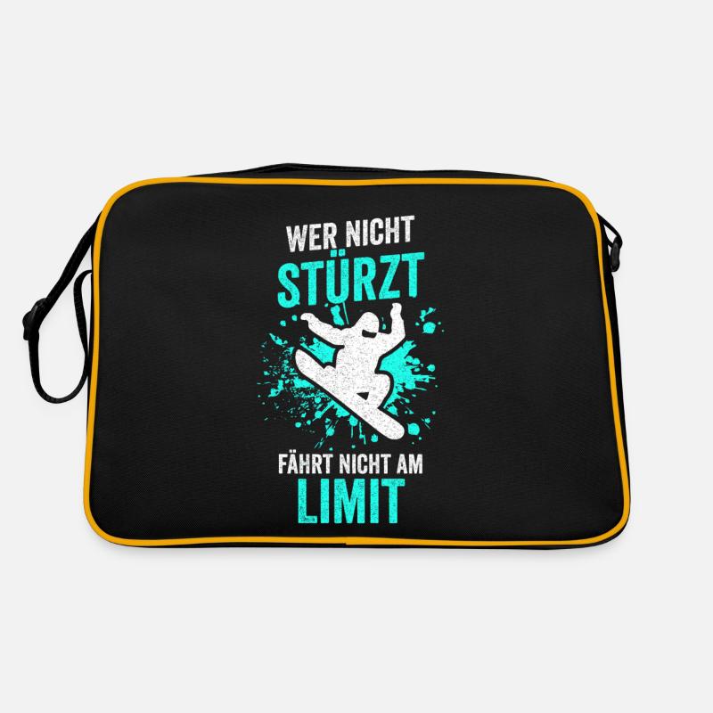 Snowboard Skiurlaub Apres Ski Snowboarder Geschenk - Retro Tasche - Schwarz/Gold