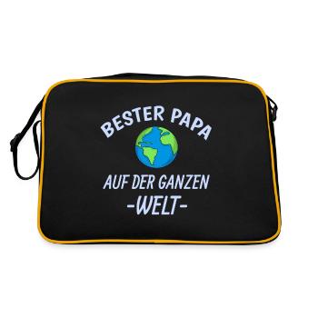 Bester Papa - Retro Tasche - Schwarz/Gold - Hinten