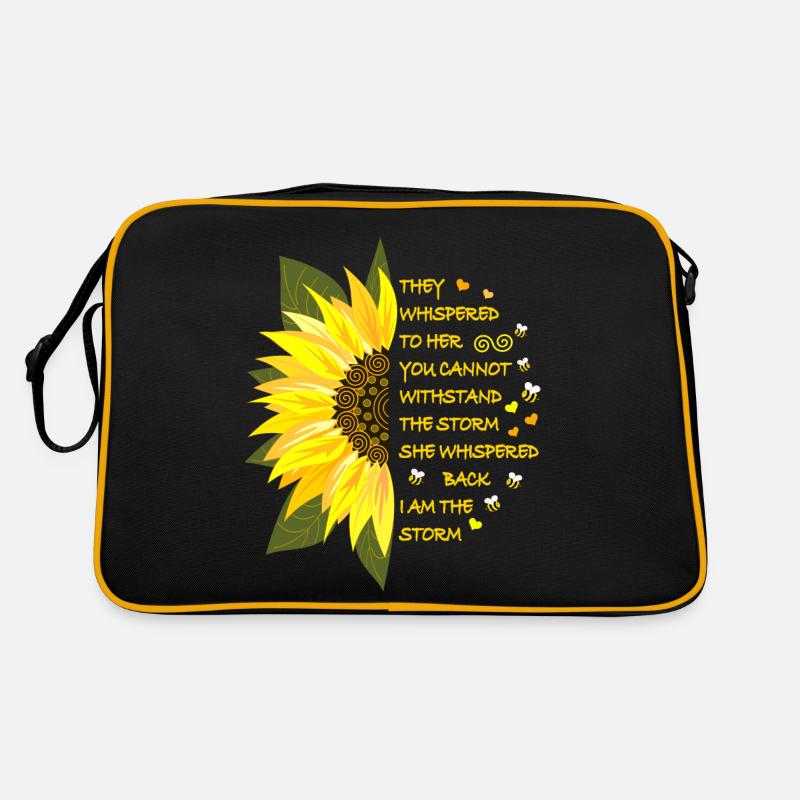 Sonnenblumen Blüte mit Text Retro Tasche