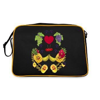 Gesund Früchte Obst Vegan Frucht Speise Vitamine - Retro Tasche - Schwarz/Gold - Hinten