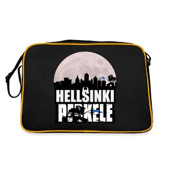 Helsinki Skyline at night - Retro Bag - black/gold - Back