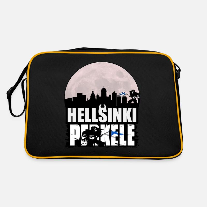 Helsinki Skyline bei Nacht Retro Tasche