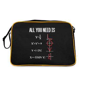 ALL YOU NEED IS LOVE MATHE MATHEMATIK LEHRER PROF - Retro Tasche - Schwarz/Gold - Hinten