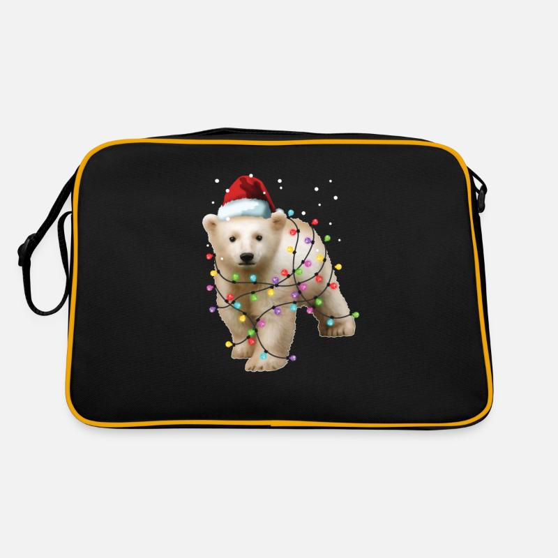 Weihnachts-Eisbär - Lustiges Weihnachts-niedliches Tiergeschenk - Retro Tasche - Schwarz/Gold