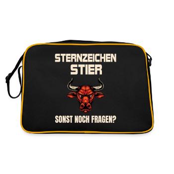 Sternzeichen Stier - Retro Tasche - Schwarz/Gold - Hinten