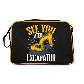 Excavator construction work road construction dredging work - Retro Bag - black/gold - Back