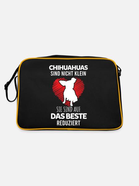 Chihuahua Hund Chihuahuabesitzer Lustige Sprüche - Retro Tasche - Schwarz/Gold - Hinten