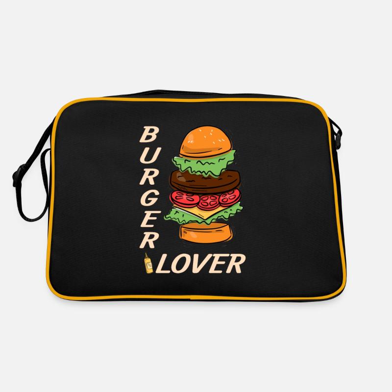Burger Liebhaber - Retro Tasche - Schwarz/Gold
