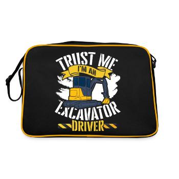 Excavator civil engineering construction work road construction dredging - Retro Bag - black/gold - Back