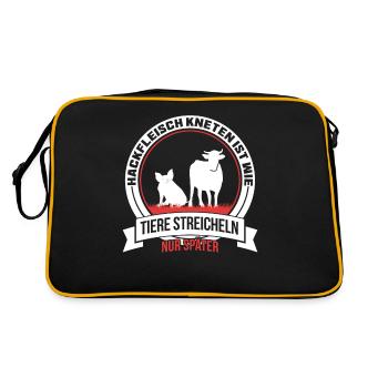Hackfleisch Kneten ist wie Tiere streicheln - Retro Tasche - Schwarz/Gold - Hinten