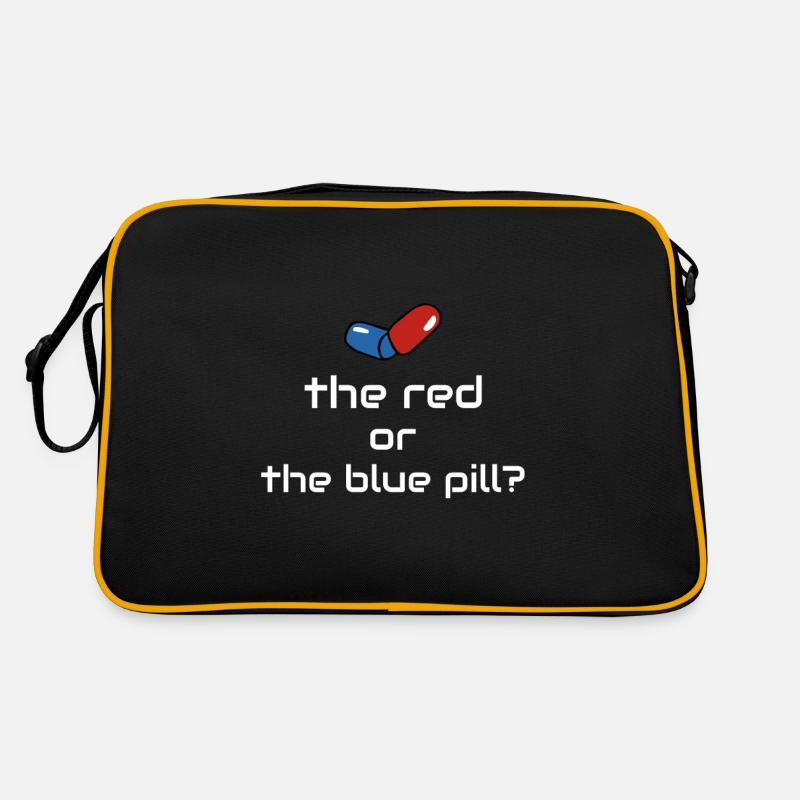 rote und blaue Kapsel Matrix - funny design matrix Retro Tasche