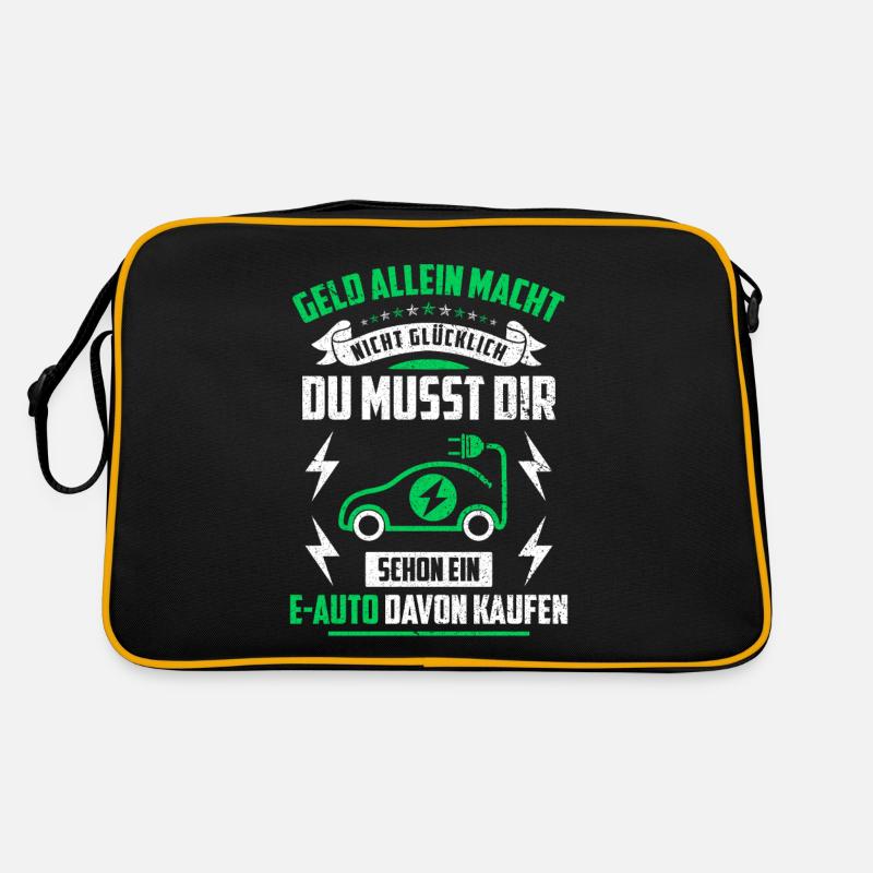 E-Auto Elektroauto - Retro Tasche - Schwarz/Gold