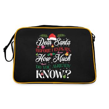 Weihnachten Dear Santa How Much Do You Know - Retro Tasche - Schwarz/Gold - Hinten
