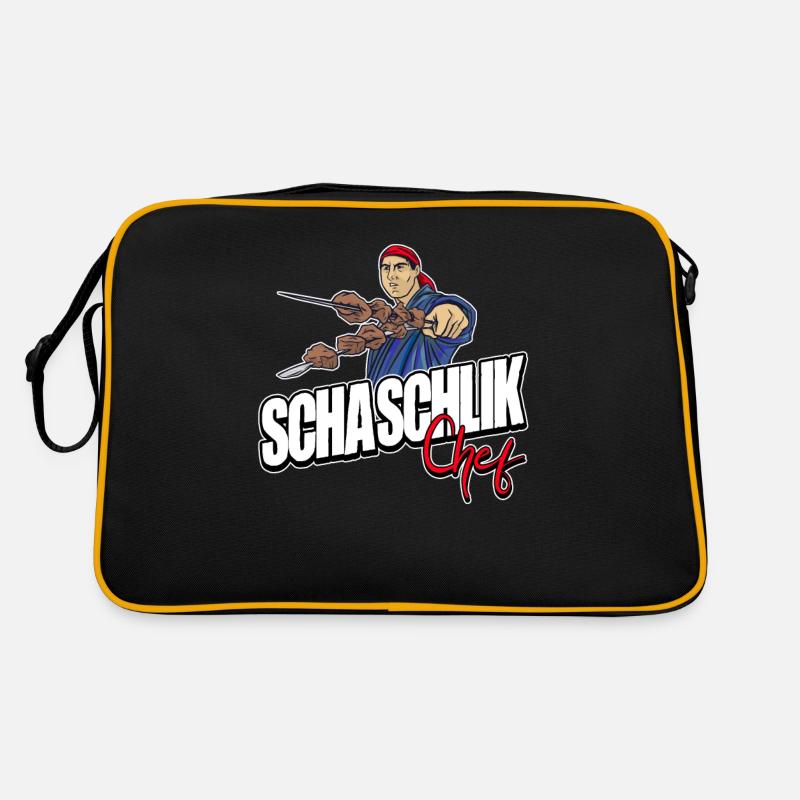 Schaschlik Fleisch Spieße Grillen BBQ Geschenkidee Retro Tasche