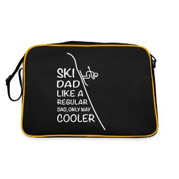 SKI DAD Skifahrer Abfahrt Wintersport Skiläufer - Retro Tasche - Schwarz/Gold - Hinten
